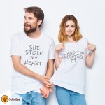 Marškinėliai poroms "She stole my heart" Marškinėliai poroms | Colorbee.lt